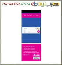 BAZIC Cash Money or Rent Receipt Book, 50 Sets 7 1/2" x 2 3/4" 2-Part Carbonl...