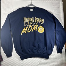 Vintage US Navy Mom Sweatshirt Womens 2XL Blue MJ Soffe Made in USA #168