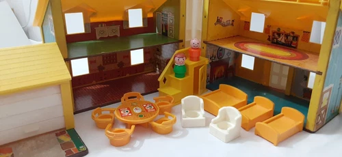 Vtg Fisher Price #952  Family House Furniture Little People Sesame St Table Lot