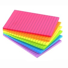 Lined Sticky Notes 4X6 in Bright Ruled Stickies Colorful Super Sticking Power...
