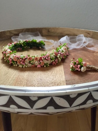 Flower Wreath / Crown & Hair / Head Wreath with Boutonniere