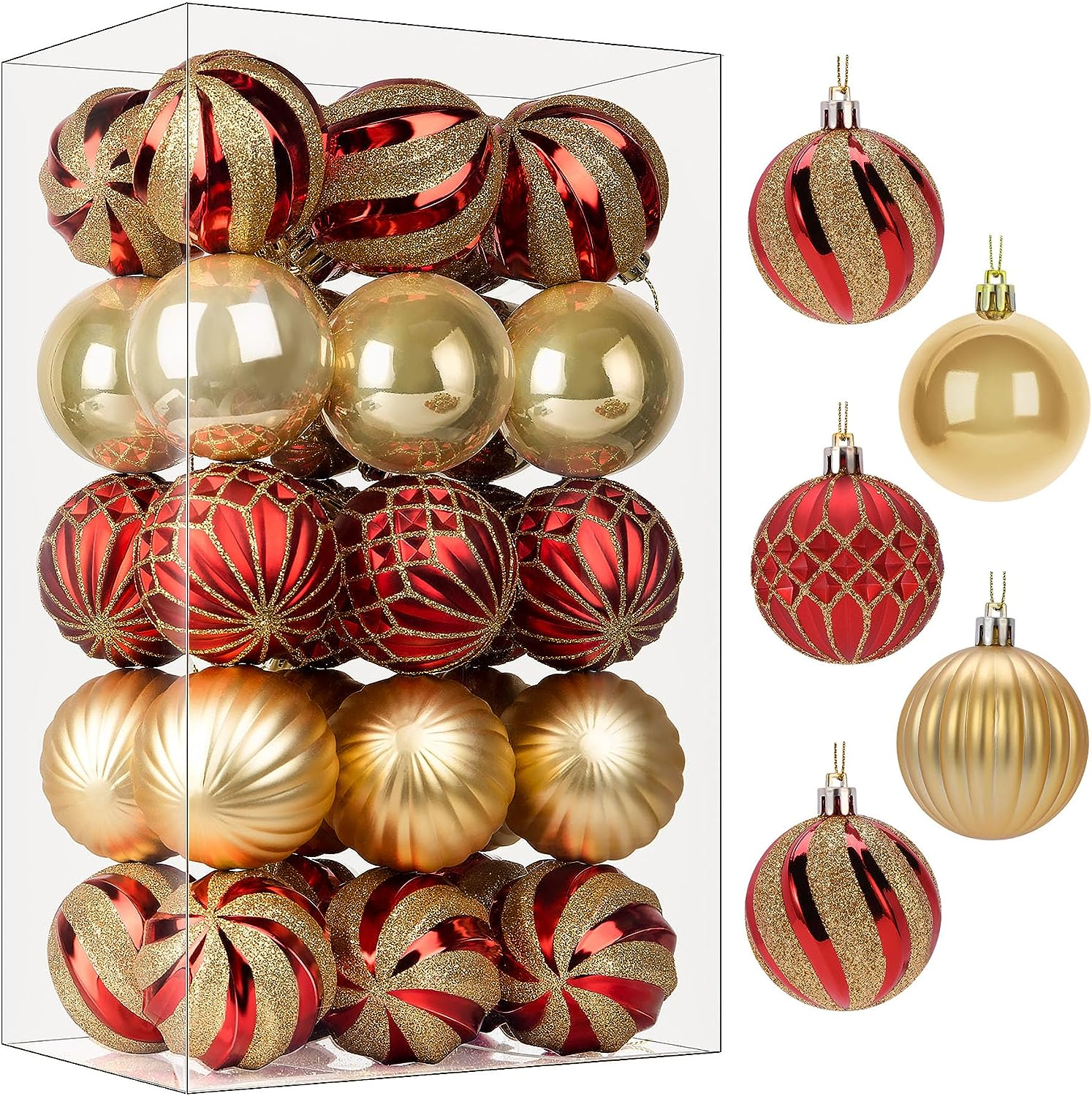 Shareconn 30Ct 2.36 Inch Christmas Tree Balls Ornaments, Colored Shatterproof Pl