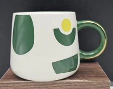 Tabitha Brown Target Exclusive White/Green Geometric Pattern Stoneware Mug