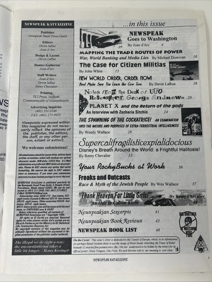 Collectibles MagaZine Rare 1995 Newspeak Zine  Volume 2 Issue 2 Citizen Militia - Image 4 of 4