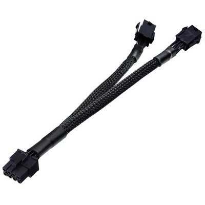 Dual 6 Pin Female to 8 Pin Male GPU Adapter Cable 9'' Braided