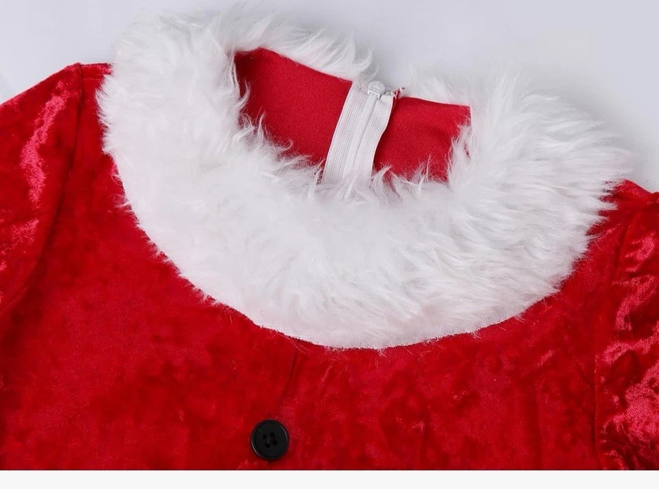 Red Christmas Santa Girls Dress S - Image 4 of 4