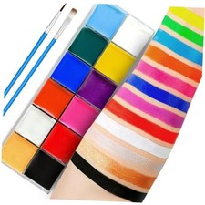 Face Paint with Brushes Halloween Body Painting Kit Makeup Palette 12 Color