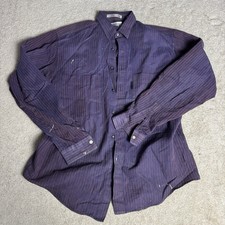 Vintage Levi's Silver Label Mens Striped Button Up Shirt Medium Blue Dried Paint