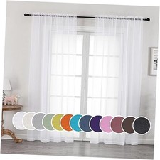 Sheer Curtains, Sheer Curtains 63 inch Length 2 42"W x 63"L Pack of 2 White