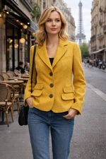 Paul & Joe For Target Blazer S Yellow Gold 100% Shetland Wool Three Button