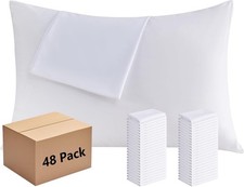 White Pillowcases Queen Size 48 Pack - Bulk Pillow Cases with Envelope Closure,