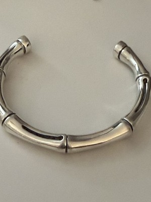 Gucci Sterling Silver 925 Bamboo Cuff Bracelet Made in Italy