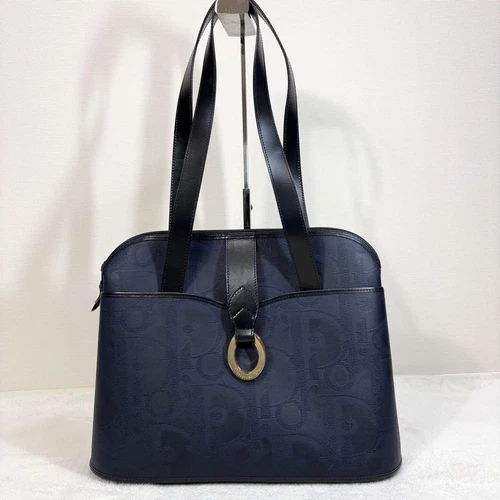 Sac fourre tout Christian Dior motif trotteur bleu marine PVC A4 état