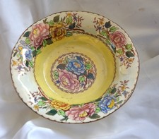 MALING LUSTRE POTTERY Art Deco "PEONY ROSE" Large  BOWL Handpainted