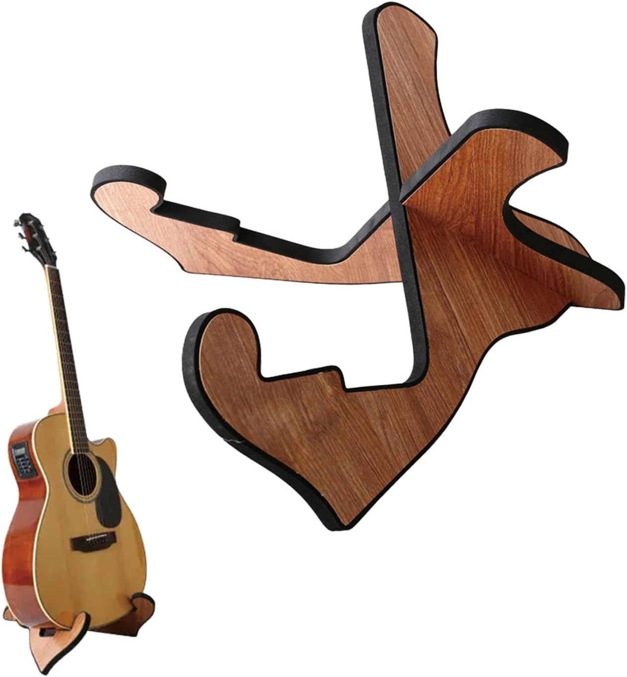 DYUEE Wooden Guitar Stand Floor Wooden X-Frame Sturdy Instrument Stand Portable
