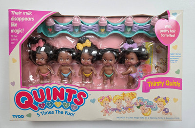 Tyco Thirsty Quints 5 Baby Dolls AA Colorful Diapers Bottle for 5 Unopened Rare