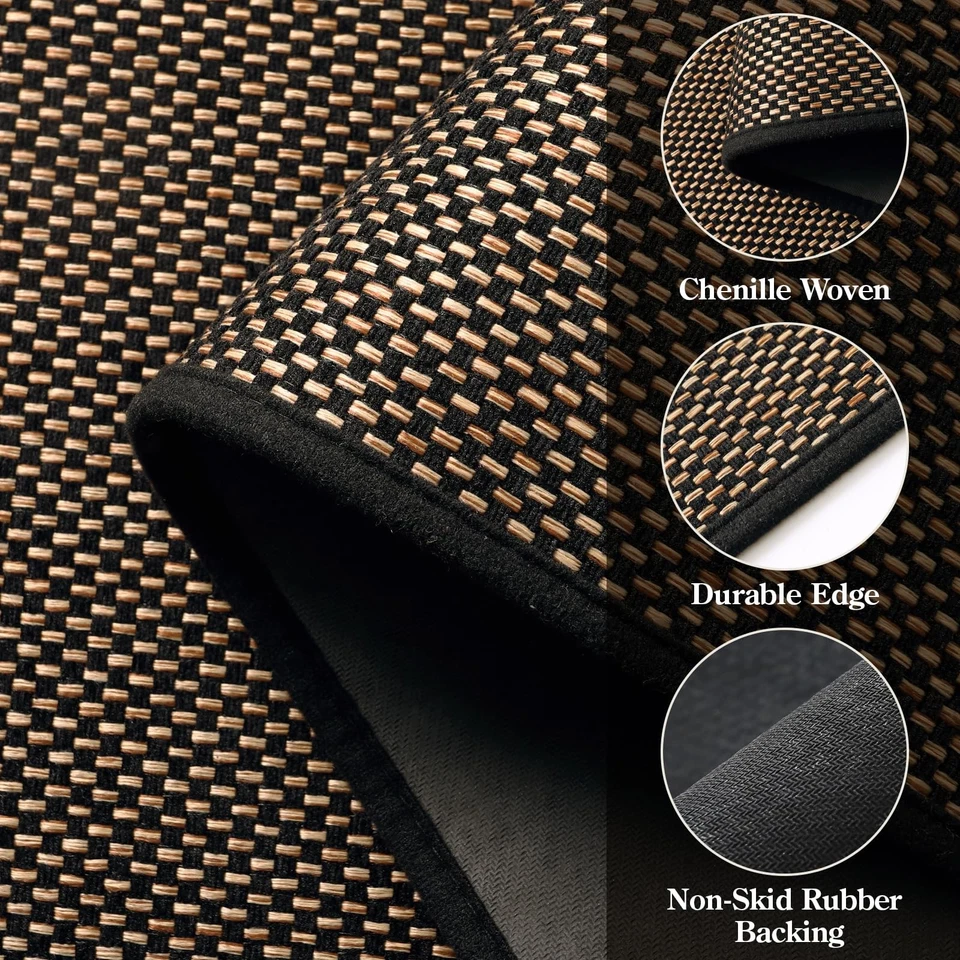 Farmhouse 5x8 Area Rugs for Living Room, Washable Dining Room Rug, Neutral Br... - Image 4 of 4