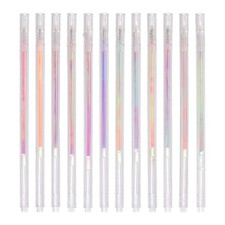 1 mm Glitter Gel Pens, 12 Pcs Fine Point Colored Gel Pens, Rainbow Colors