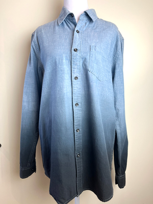 George Slim Fit Denim Fade Button up Shirt Unisex Size M Cotton Unique  Different | eBay