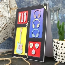 Cutting Dies Kit English Words Metal Stencils Scrapbooking Guitar-6.9x10.7cm