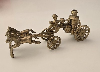 Antique Cast Iron (Watrous Mfg?) Fireman Horse Drawn Fire Engine Pumper Wagon