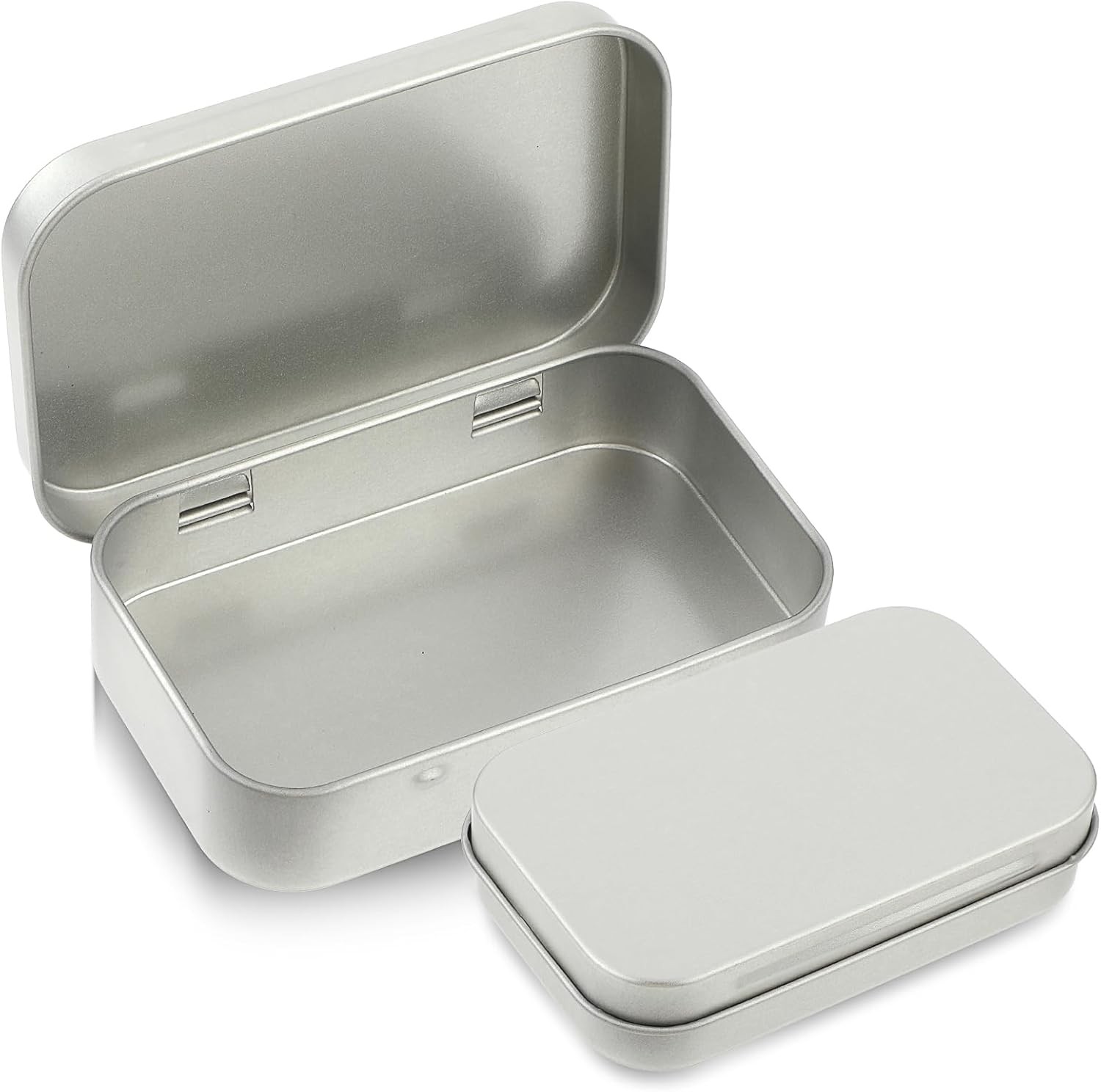 Ouligay Small Metal Tins with Lids - Rectangular Empty Hinged Tins for Candies,