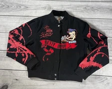 Betty Boop By JH Design Embroidered Black & Red Jacket Womens Size Large