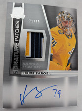 2024-25 UD The Cup Hockey Juuse Saros Signature Patches Patch Auto 71/99