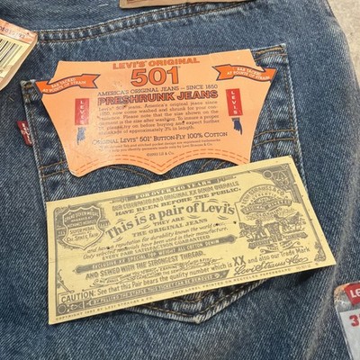 Vintage Levis 501 Pre-Shrunk Rare Deadstock New w Tag Jeans 36x34