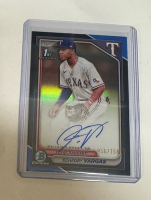 Echedry Vargas 2024 1st Bowman Chrome Auto Blue Refractor #'d/150 Rangers