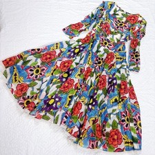 CHANEL 11A Floral pattern Dress Multi-color CC Mark Mode Luxury Size 38