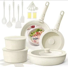 27 Piece Nonstick Cookware Set Detachable Handle Induction Safe Pots Pans