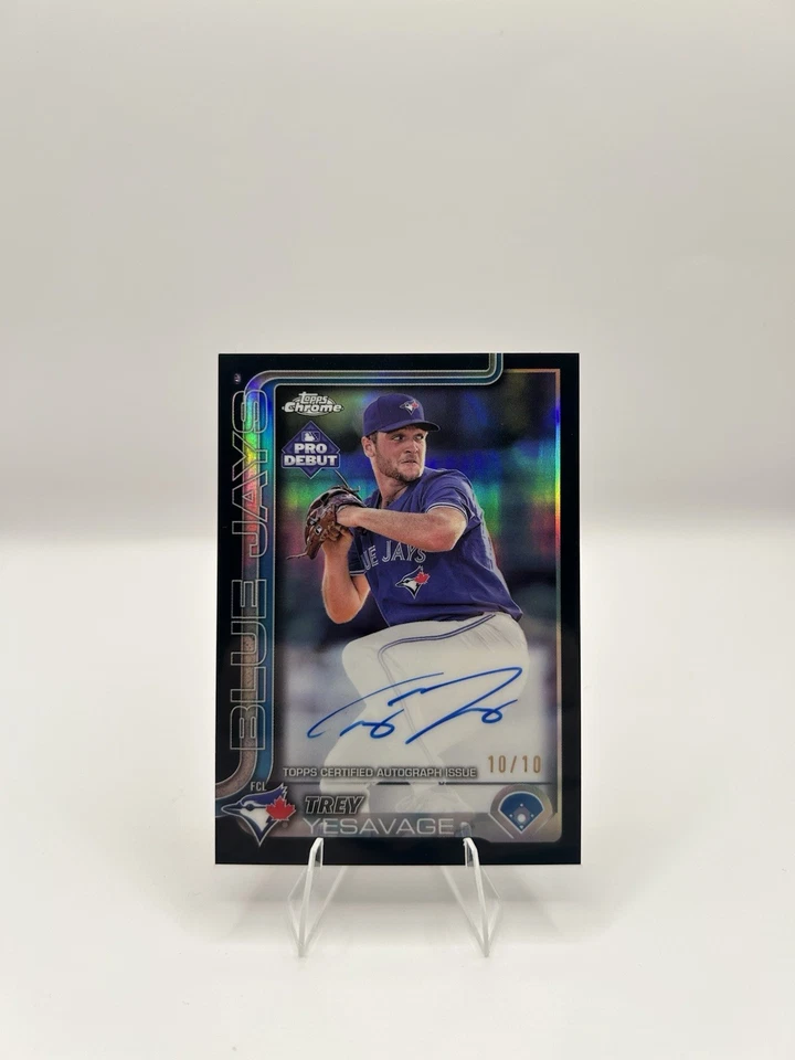 2025 Topps Chrome Pro Debut Trey Yesavage Black Auto 10/10 Last Print 🔥 - Image 4 of 4