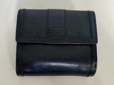 Vintage Coach Black Leather Wallet Bifold Coin Purse Credit Card