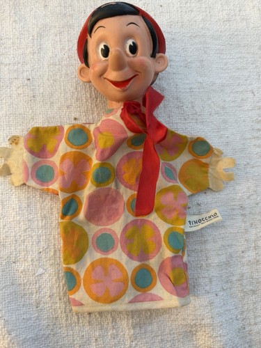 Vintage Disney Pinocchio Hand Puppet Gund Mfg Co WDP 1950s 60s Rubber Head