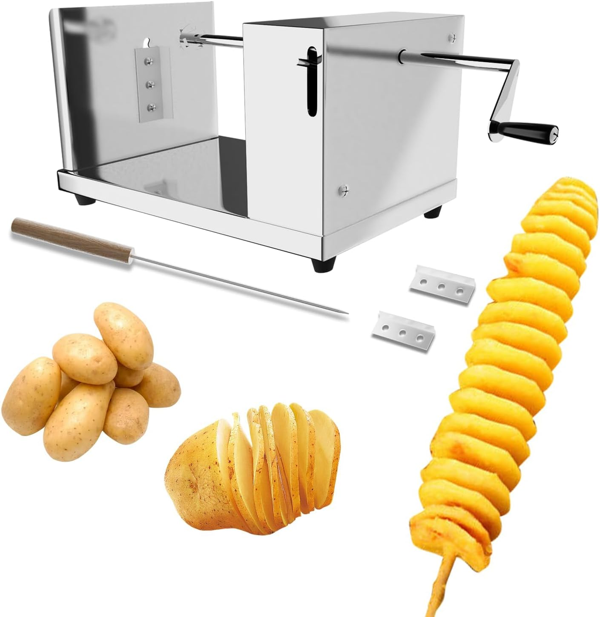 Spiral Potato Cutter French Fry Cutter Manual Stainless Steel