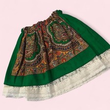 Vintage 60s Handmade Renaissance Revival Skirt Reversible Wool Lace S/M