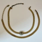 2 Vintage Miriam Haskell Signed Gold Tone Chain choker Necklace