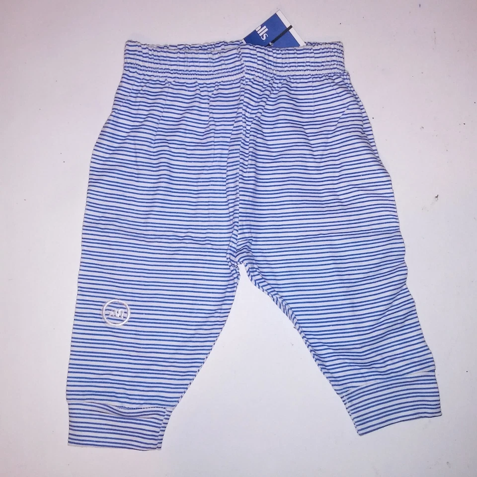 Pantalones Meca Bebé 3-6 Meses Azul Blanco Rayas Foto 2 de 4