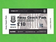 Stoke City FC Coach Parking Ticket - Stoke City v Aston Villa - August 2014