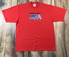 Vintage Y2K Born In The USA Tee-Jays TShirt Men's Large USA Made Flag Logo Boxy.