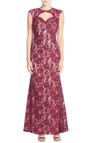 xscape floral pattern lace midi dress Simple Lace Draping Floor Length Wedding Dress main image 0