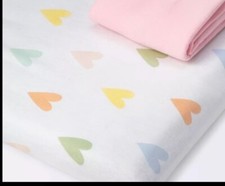 Cloud Island Cotton Crib Sheets   2-Pack Hearts and Pink Fitted Sheets