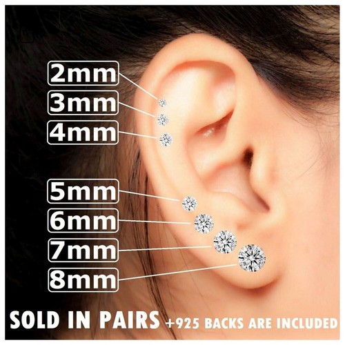 925 Sterling Silver Cubic Zirconia Stud Earrings UK New Set Pack Men Small Large - Picture 7 of 12