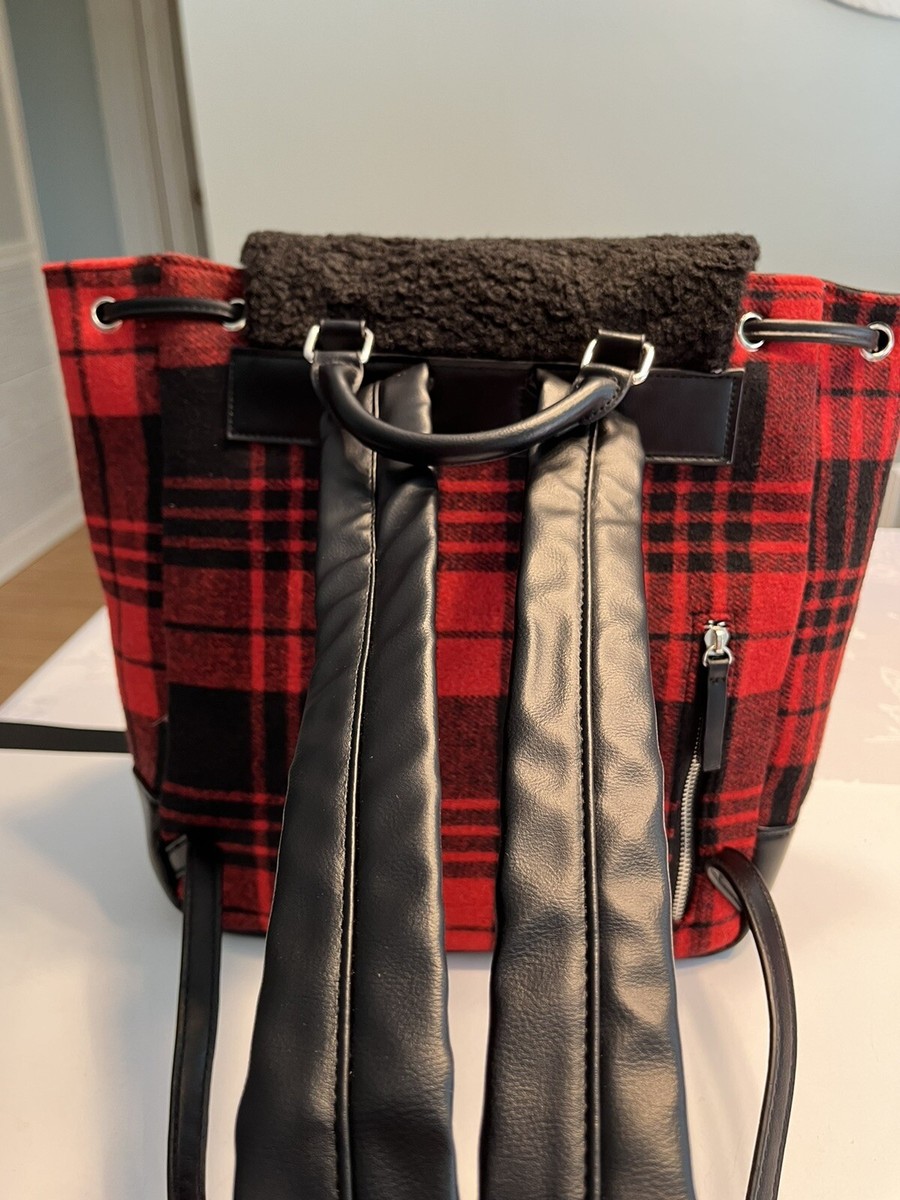 BEARPAW Red Black Buffalo Plaid Faux Shearling Trim  display picture 1