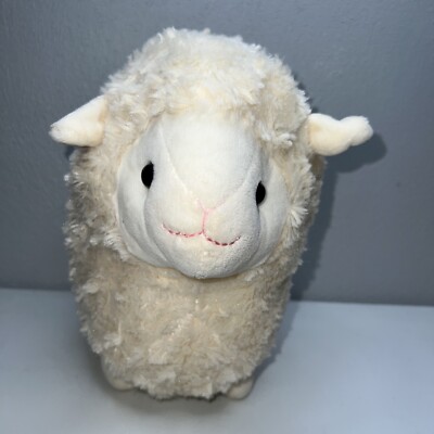 Kellytoy Fat Ram Sheep Lamb White Fuzzy Hair Black Eyes Stuffed Animal Plush ECU