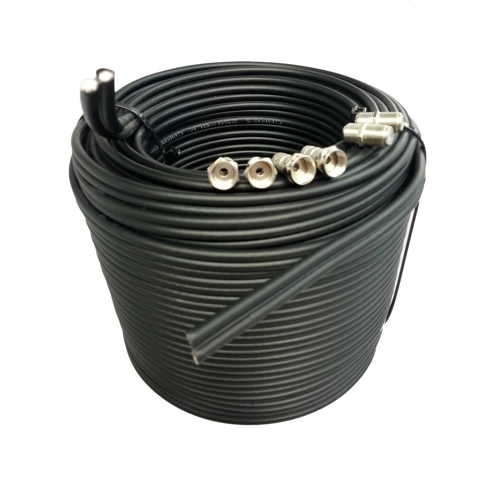 30m Black Twin Shotgun Satellite Coax Cable TV extension kit For Sky