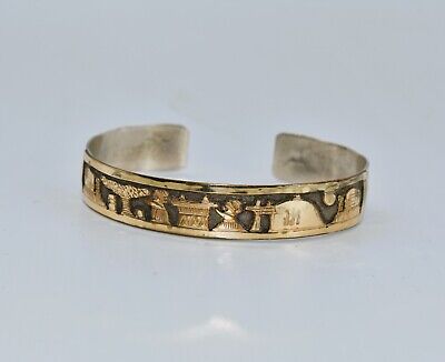 Randall Begay Vintage Native American Navajo Sterling Silver Gold Fill Storyteller Bracelet Randall Begay Vintage Native American Navajo Sterling Silver Gold Fill Storyteller Bracelet