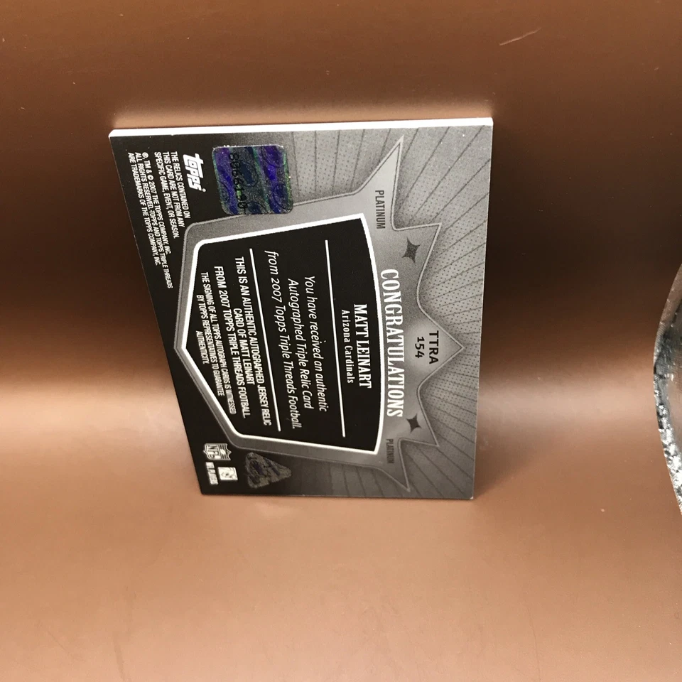 2007 Topps Triple Threads Matt Leinart Platinum Game Used Jersey Auto 1/1 - Image 3 of 3