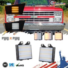 Luz DRL de señal LED dinámica transparente de rejilla delantera para camioneta Chevy GMC 81 82